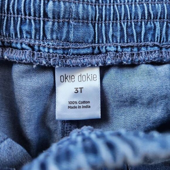 Okie dokie girls 3t pull on blue shorts lightweight comfortable 100% cotton - Picture 3 of 5
